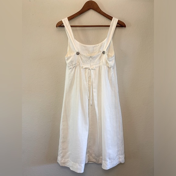 J. Jill 100% White Linen dress. 100% cotton lining and mother of pearl buttons. - Picture 2 of 7